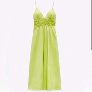 Zara Lime Green  Poplin Dress with Pockets